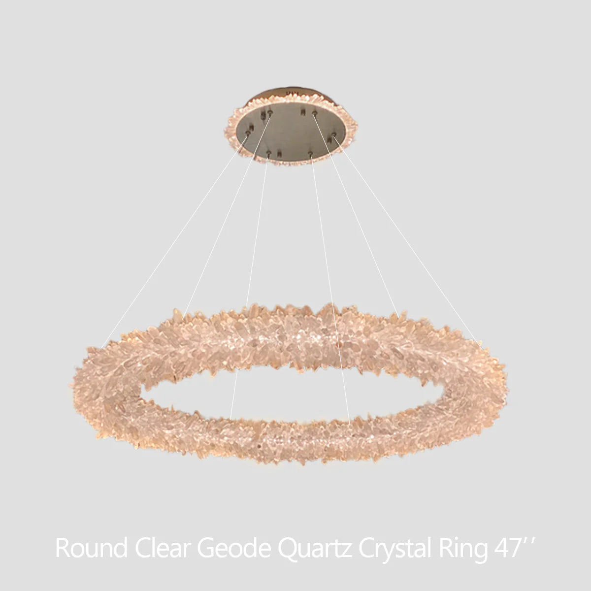 Amber Kandace Round Rock Crystal Pendant Light Modern Chandelier for Living Room 24'', 31.5'', 40'', 47''